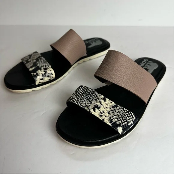 Sorel Ella II Sandals Women's Size 6 EU 37 Shoes Pink Tan Snakeskin Beach Travel - Picture 5 of 9